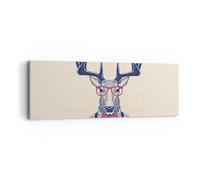 Quadro su Tela 90x30cm Carattere cervi illustrazione pantaloni a vita bassa