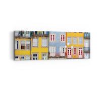 Quadro su Tela 90x30cm Casas Ribeira Porto Stampe Immagini Quadri Moderni Murale