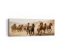 Quadro su Tela 90x30cm Cavalli Deserto Dune Stampe Immagini Quadri Murale