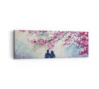 Quadro su Tela 90x30cm Coppia Parigi Albero Stampe Immagini Quadri Murale