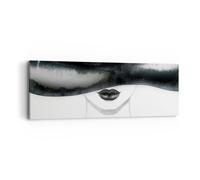 Quadro su Tela 90x30cm Donna Cappello In Bianco E Nero Stampe Immagini Murale