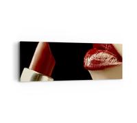 Quadro su Tela 90x30cm Donna labbra rosse rossetto faccia Stampe Immagini Murale