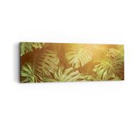 Quadro su Tela 90x30cm Foglie Monstera Luce Stampe Immagini Quadri Murale