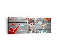 Quadro su Tela 90x30cm Gatto divertimento origami Stampe Immagini Quadri Murale
