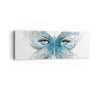 Quadro su Tela 90x30cm illustrazione fronte farfalla ciglio Stampe Murale