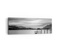 Quadro su Tela 90x30cm In bianco e nero paesaggio lago Stampe Immagini Murale