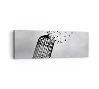 Quadro su Tela 90x30cm Libertà gabbia uccelli Stampe Immagini Quadri Murale