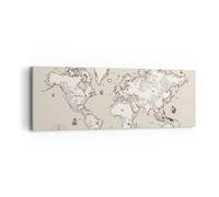 Quadro su Tela 90x30cm Mappa mondo classico continenti Stampe Immagini Murale