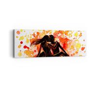 Quadro su Tela 90x30cm Relazione di coppia bacio multicolore luna di miele