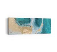 Quadro su Tela 90x30cm Sfondo dorato turchese Stampe Immagini Quadri Murale