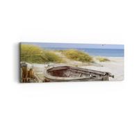 Quadro su Tela 90x30cm Spiaggia gabbiani Łódź Stampe Immagini Quadri Murale