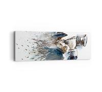 Quadro su Tela 90x30cm testa illusione binocolo uomo Stampe Immagini Murale