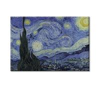 Quadro su Tela a La Notte Stellata Vincent Van Gogh 50x70cm Stampa Artistica - Stampa da Parete con Telaio Premium 2 cm Legno Abete - Massima Qualità di Stampa - Quadro Moderno Pronto da appendere
