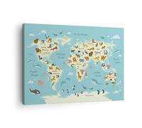 Quadro su Tela Animali il mondo mappa Stampe da Parete 70x50cm Quadri Moderni Soggiorno Camera da Letto Cucina 1 pezzo Piccoli Decorazione Murale Wall Art Canvas Grafica Immagini AA70x50-4860