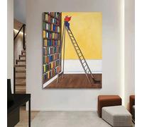 Quadro su tela astratto, dipinto a olio, arte murale, biblioteca, corridoio, poster, decorazione estetica per la stanza (60x80 cm/cornice interna)