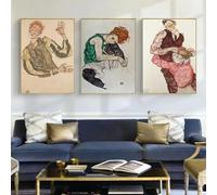 Quadro su tela astratto Egon Schiele, corpo, colore, delineazione, schizzo, poster, stampa artistica da parete, immagine per soggiorno, arredamento per la casa, 40x55 cm, 3 pezzi, senza cornice