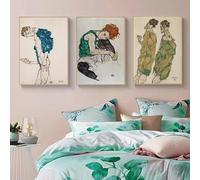 Quadro su tela astratto Egon Schiele, corpo, colore, delineazione, schizzo, poster, stampa artistica da parete, immagine per soggiorno, arredamento per la casa, 40x55 cm, 3 pezzi, senza cornice