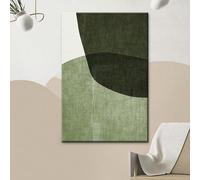 Quadro su tela astratto moderno di metà secolo,verde salvia - Grande opera d'arte con cornice,stile Boho minimalista,a blocchi di colore,decorazione da parete 60x90 cm (24x35 pollici) con cornice