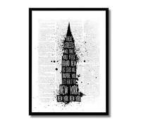 Quadro su Tela Canvas Intelaiato con Cornice - Decorazione da Parete - Soggetti Abbinabili - Stile Moderno 45X60cm (New York Empire State Building)