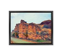 QUADRO SU TELA CANVAS INTELAIATO - CON CORNICE - USA Route 66 - Texas USA America - 30x40cm - Stile Moderno Nero - (cod.1237)