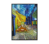 Quadro su Tela Canvas INTELAIATO - con Cornice - Van Gogh - caffè di Place du Forum ad Arles - 70x100cm - Stile Moderno Nero- (cod.269)