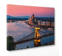 QUADRO SU TELA CANVAS - INTELAIATO - PRONTO DA APPENDERE - Budapest - Ungheria - 30x40cm - Senza Cornice - (cod.1776)