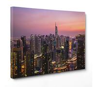 QUADRO SU TELA CANVAS - INTELAIATO - PRONTO DA APPENDERE - Dubai - Emirati Arabi Uniti - Medio Oriente Metropoli - Burj Khalifa al-arab - Palm Jumeirah - 70x100cm - Senza Cornice - (cod.4946)