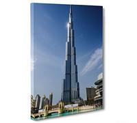 QUADRO SU TELA CANVAS - INTELAIATO - PRONTO DA APPENDERE - Dubai - Emirati Arabi Uniti - Medio Oriente Metropoli - Burj Khalifa al-arab - Palm Jumeirah - 50x70cm - Senza Cornice - (cod.4950)