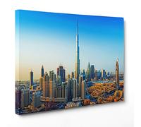 QUADRO SU TELA CANVAS - INTELAIATO - PRONTO DA APPENDERE - Dubai - Emirati Arabi Uniti - Medio Oriente Metropoli - Burj Khalifa al-arab - Palm Jumeirah - 50x70cm - Senza Cornice - (cod.4991)