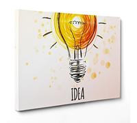 QUADRO SU TELA CANVAS - INTELAIATO - PRONTO DA APPENDERE - Lampadina Idea Concept - Psicologia - Brainstorm - 30x40cm - Senza Cornice - (cod.2859)