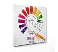 QUADRO SU TELA CANVAS - INTELAIATO - PRONTO DA APPENDERE - Lampadina Idea Concept - Psicologia - Brainstorm Business - 30x30cm - Senza Cornice - (cod.3009)