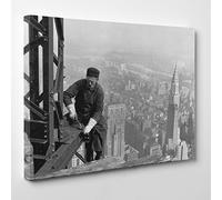 Quadro su Tela Canvas - INTELAIATO - Pronto da Appendere - New York - Empire State Building - Operaio al Lavoro su grattacielo USA America- 50x70cm - Senza Cornice - (cod.388)