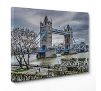 QUADRO SU TELA CANVAS - INTELAIATO - PRONTO DA APPENDERE - Tower Bridge Londra - UK London Inghilterra - 30x40cm - Senza Cornice - (cod.3813)