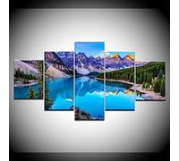 Quadro Su Tela - Cinque 5 Tele Paesaggio Lacustre E Montano Immagine Di Arte Della Parete Quadri Moderni Arredo Per Soggiorno Camera Da Poster Murale Con Foto Del Ristorante Dell'Hotel Dell'-1G1Z/C5I
