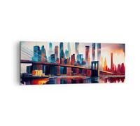 Quadro su Tela Città Ponte Architettura Stampe da Parete 140x50cm Quadri Moderni Soggiorno Camera da Letto Cucina 1 pezzo Grandi XXL Decorazione Murale Wall Art Canvas Grafica Immagini AB140x50-5918