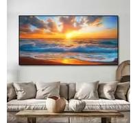 Quadro su tela con alba e tramonto sulla spiaggia, onde e splendido panorama (60x120 cm/senza cornice)