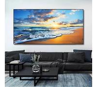 Quadro su tela con alba e tramonto sulla spiaggia, onde e splendido panorama (60x120 cm/senza cornice)