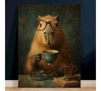 Quadro su tela con capibara eccentrico, stile di pittura moderno, poster di animali divertenti, per una facile decorazione murale, per poster degli amanti dei capibara (30x40 cm/senza cornice)