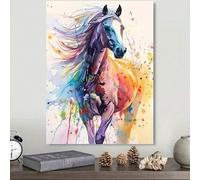 Quadro su tela con cavallo astratto ad acquerello, poster per la decorazione della casa, dipinto estetico per soggiorno, opera d'arte murale, struttura 70x100 cm