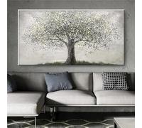 Quadro su tela con cornice grande, albero della vita in bianco e nero, stampe su tela, opera d'arte, per la decorazione della parete, soggiorno, dipinto moderno, 100x200 cm (39x79 pollici) con cornice