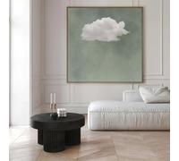 Quadro su tela con erba, cielo verde e nuvole, quadrato, astratto, semplice, murale, decorazione per soggiorno, poster, stampe, 80x80 cm, senza cornice.