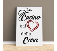 Quadro su Tela con Frase “La Cucina è il Cuore della Casa” |Q1008| Decorazione