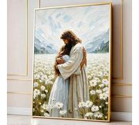 Quadro su tela cristiano raffigurante Gesù, donne tra le braccia di Gesù, stampa HD, decorazione da parete per soggiorno, camera da letto (70x100 cm/senza cornice)