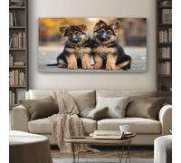 Quadro su Tela Cucciolo Animale 1 Pezzo Quadro Moderno 60x120 cm Stampe da Parete Pastore Tedesco Carino Decorazioni da Parete Soggiorno Camera da Letto Corridoio Senza Cornice