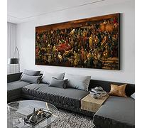 Quadro su tela di grandi dimensioni Dipinto di personaggi famosi Discutendo la Divina Commedia con Dante Stampe di quadri Poster per soggiorno 60x140 cm (24x55 pollici) Senza cornice