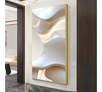 Quadro su tela di grandi dimensioni, grande dipinto beige e dorato, grandi quadri astratti moderni per la decorazione della parete del soggiorno (43x86 cm/(17x34 pollici) con cornice dorata)