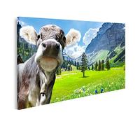 Quadro su tela di mucca nelle Alpi svizzere, 100 x 57 cm