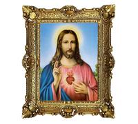 Quadro su Tela Dio Gesù Cristo Cuore Parete Immagine con Telaio Barocco 56x46