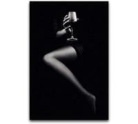 Quadro Su Tela Donna che tiene il poster dell'arte del vino rosso e la stampa dell'immagine dell'arte della parete Arredamento moderno della camera familiare 40 * 60cm Senza Cornice