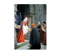 Quadro su Tela Edmund Leighton Riproduzione su Tela per Decorazione Casa La Carità di Santa Elisabetta d'Ungheria poster per Soggiorno e Camera da Letto Decorazione42x30cm(17x12in)Senza cornice